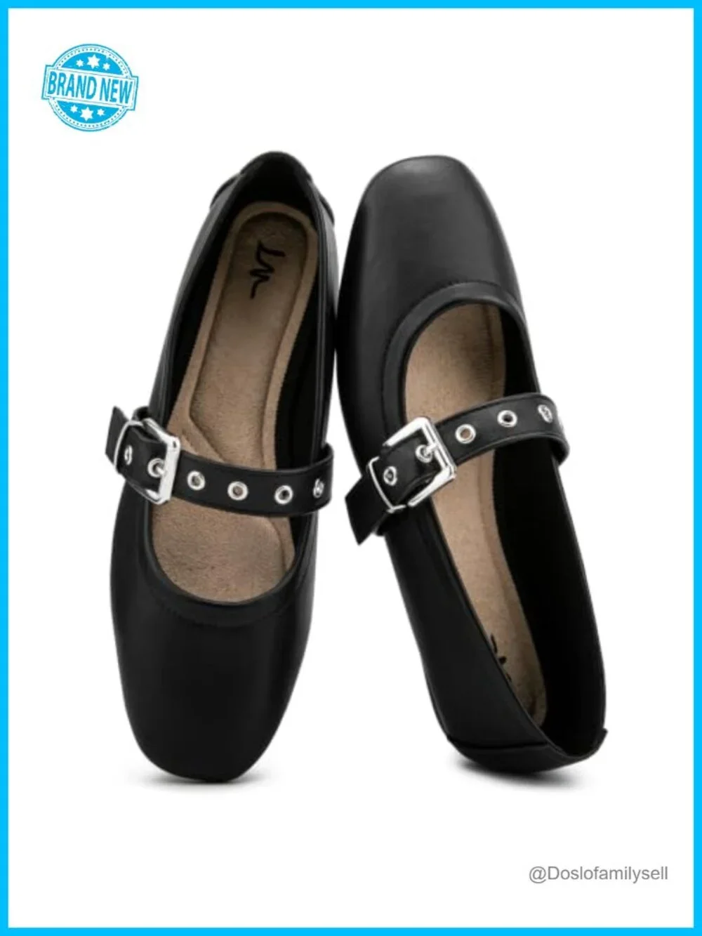 Womens Ballet Flats Mary Jane Square Toe Buckle Strap Memory Foam Comfort